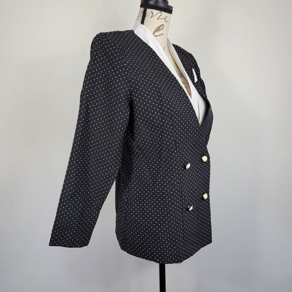 Greg Michael Vintage Women's Size 6 Polka Dot Blazer 4 Buttons - Picture 5 of 11